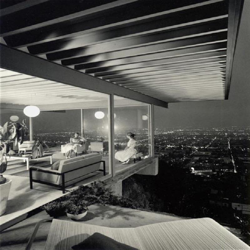 Julius Shulman Black and White Photograph - The Stahl Case Study House #22, Two Girls. Los Angeles. Architect: Pierre Koenig