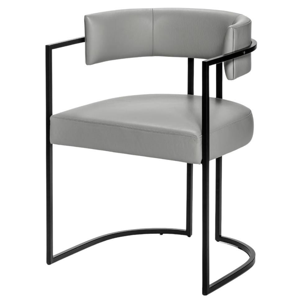 Julius Small Chair, in Leather and Iron Lacquered Structure by Duistt