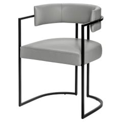 Julius Small Chair, in Leather and Iron Lacquered Structure by Duistt