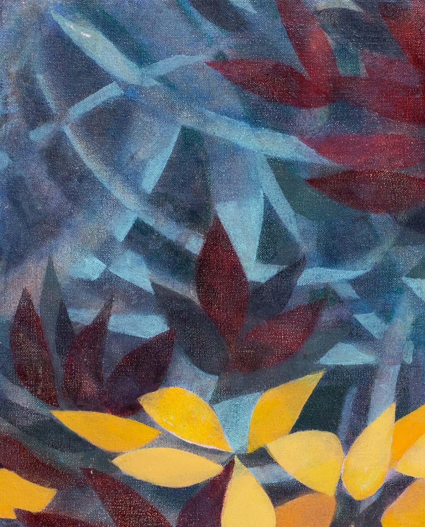 20th Century Slovakian oil painting of autumn leaves - Abstract Painting by Julius Tabacek