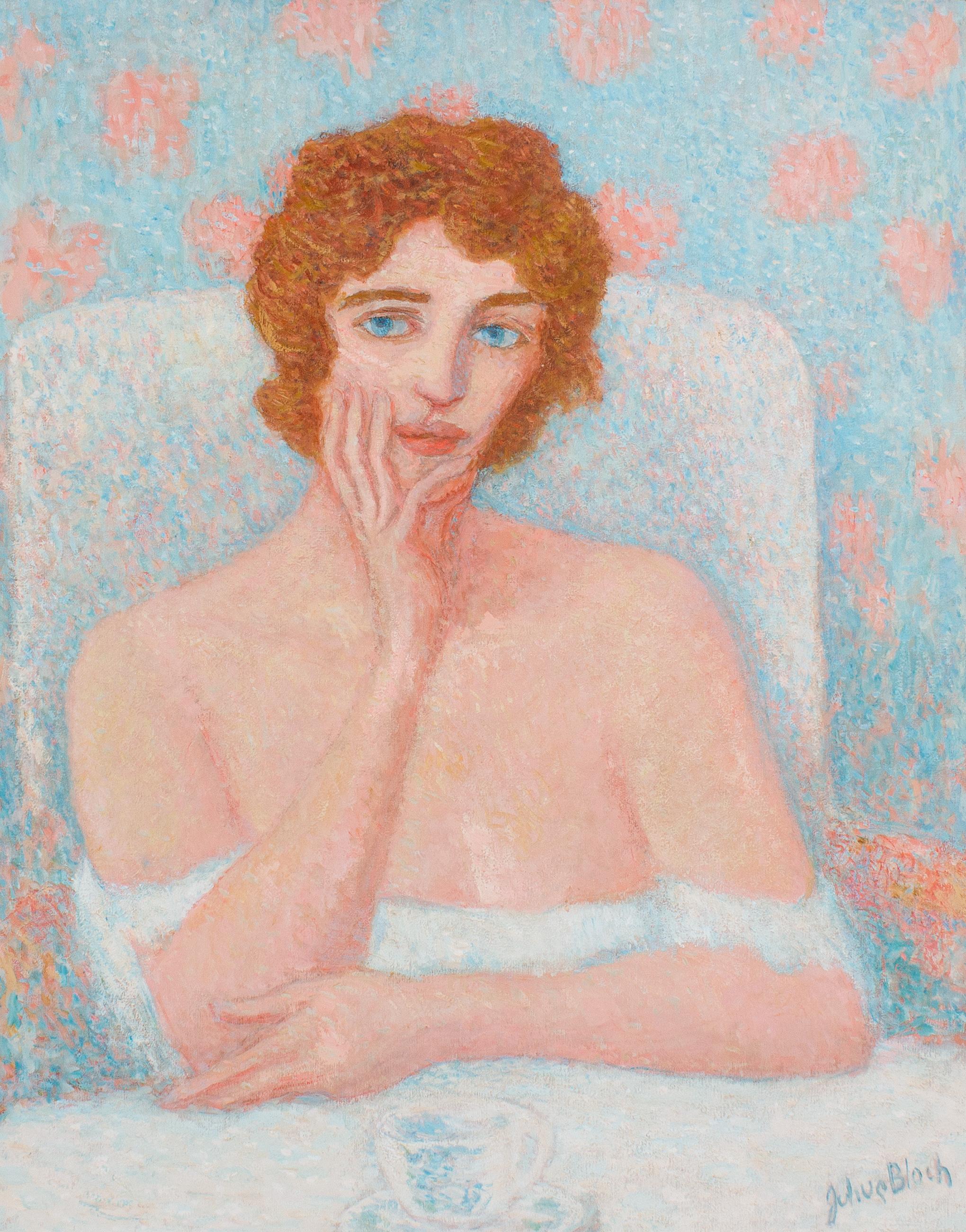 Modernist Portrait of a Woman by Philadelphia Artists Julius Bloch - Painting by Julius Thiengen Bloch