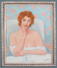 Portrait moderniste d'une femme par les artistes de Philadelphie Julius Bloch