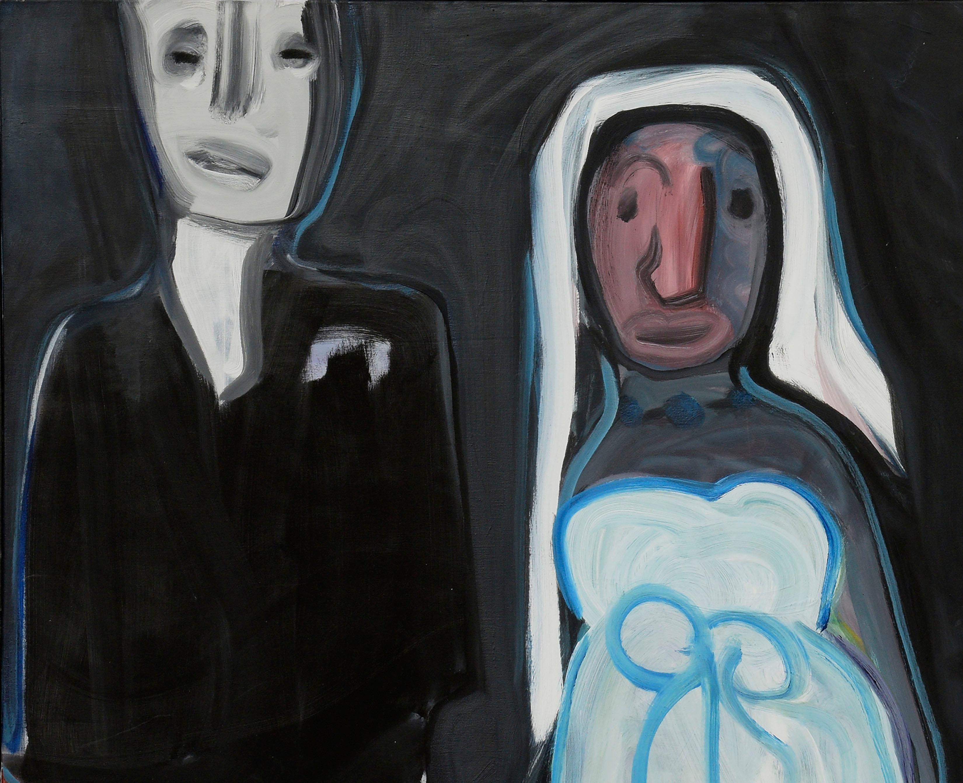 Zwei abstrakt-expressionistische, figurative Paare in großformatigem Stil (Abstrakter Expressionismus), Painting, von Julius Wasserstein
