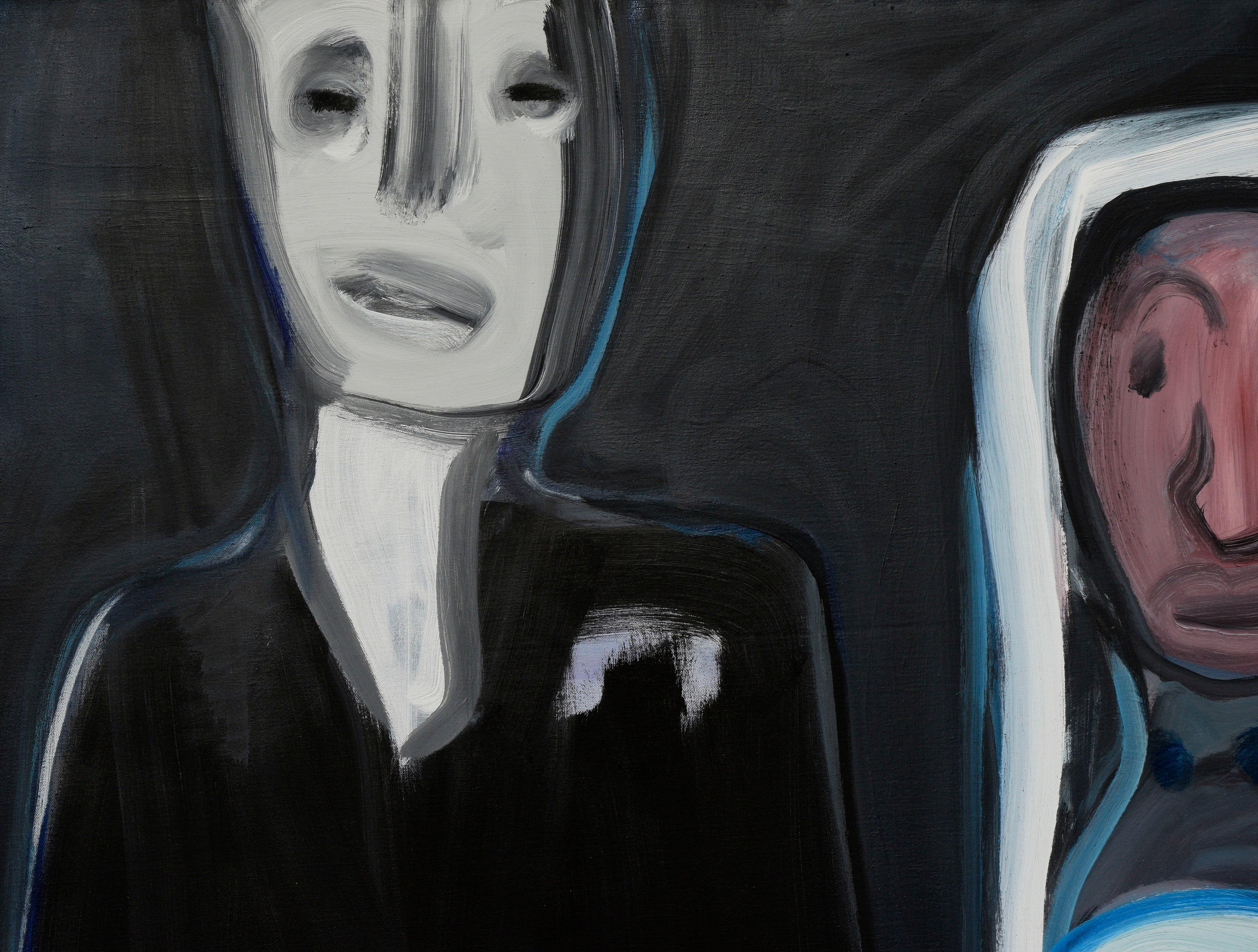 Zwei abstrakt-expressionistische, figurative Paare in großformatigem Stil (Schwarz), Figurative Painting, von Julius Wasserstein