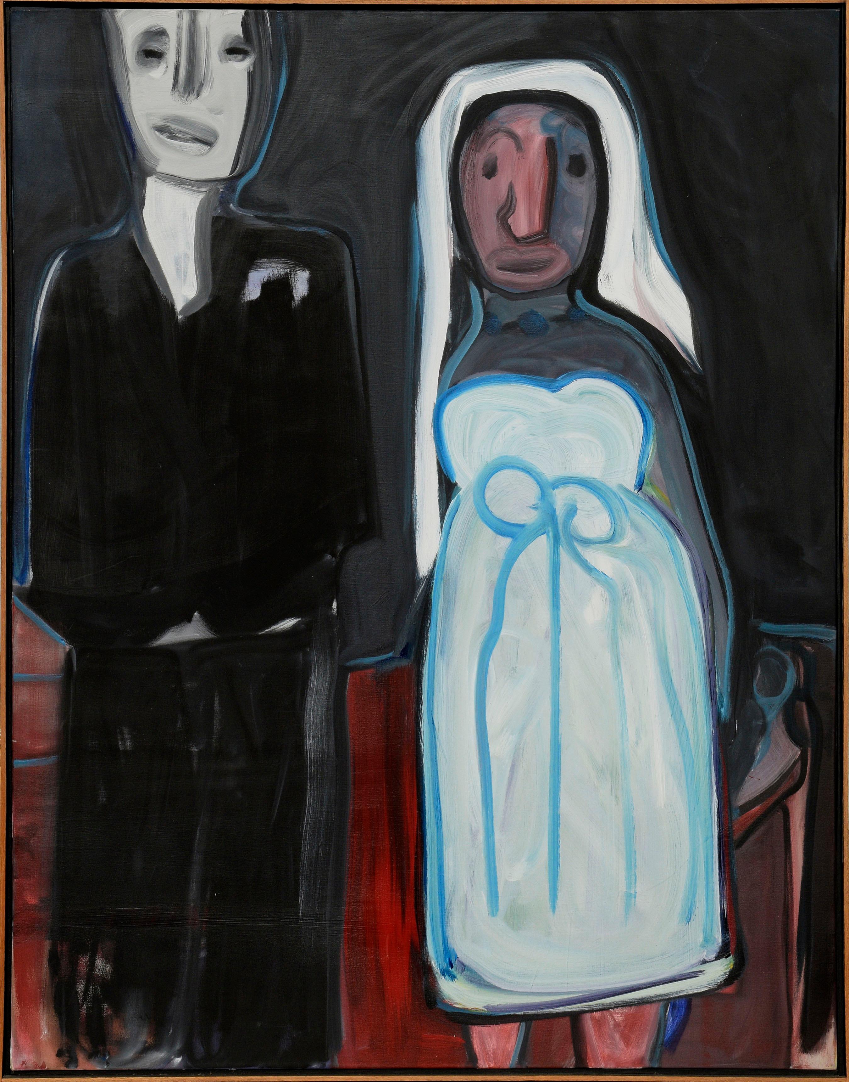 Julius Wasserstein Figurative Painting - Large-Scale Abstract Expressionist Figurative Couple