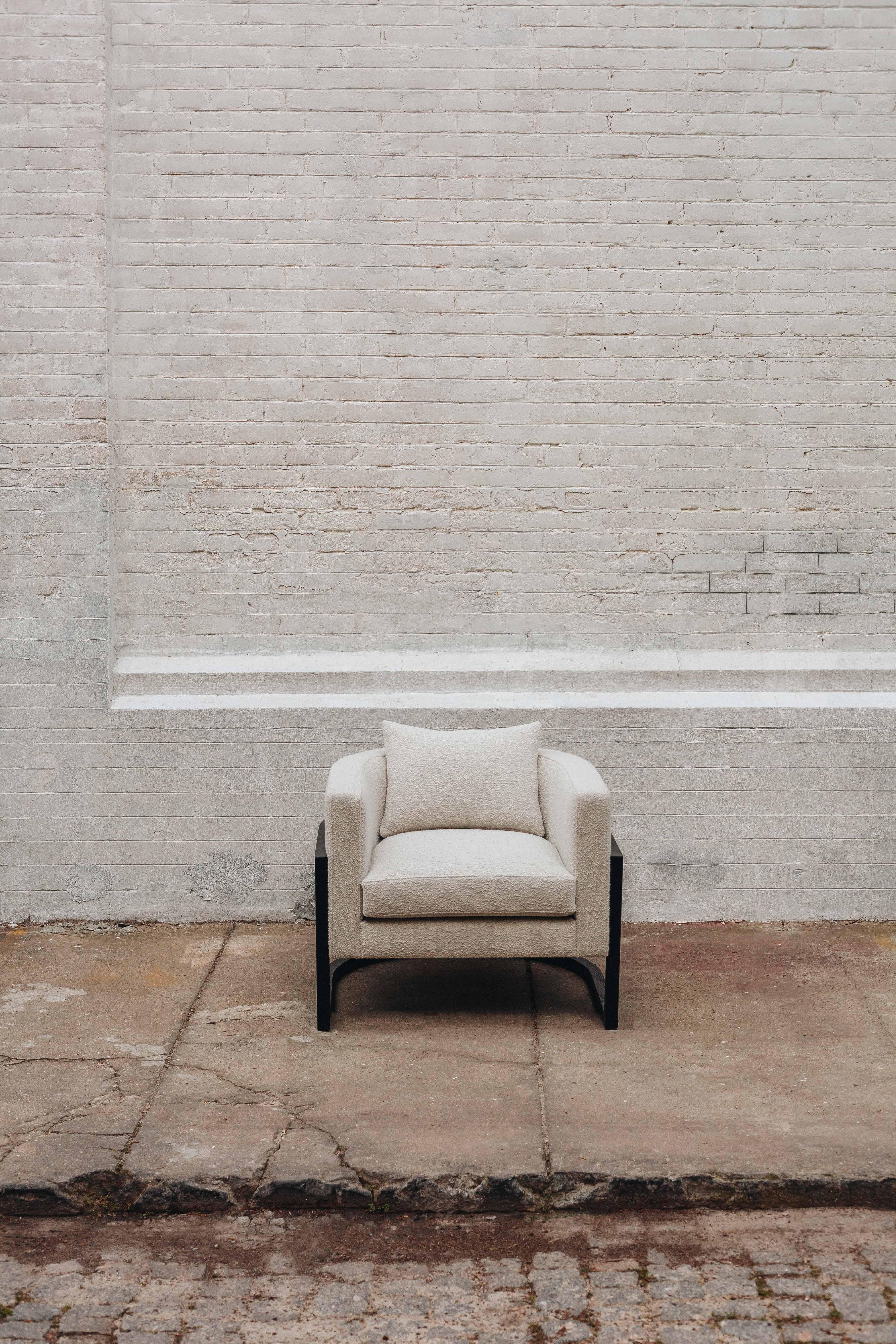 Mid-Century Modern Julius Wood Armchair, Darkened Sikomoro Wood, Handcrafted in Portugal by Duistt For Sale