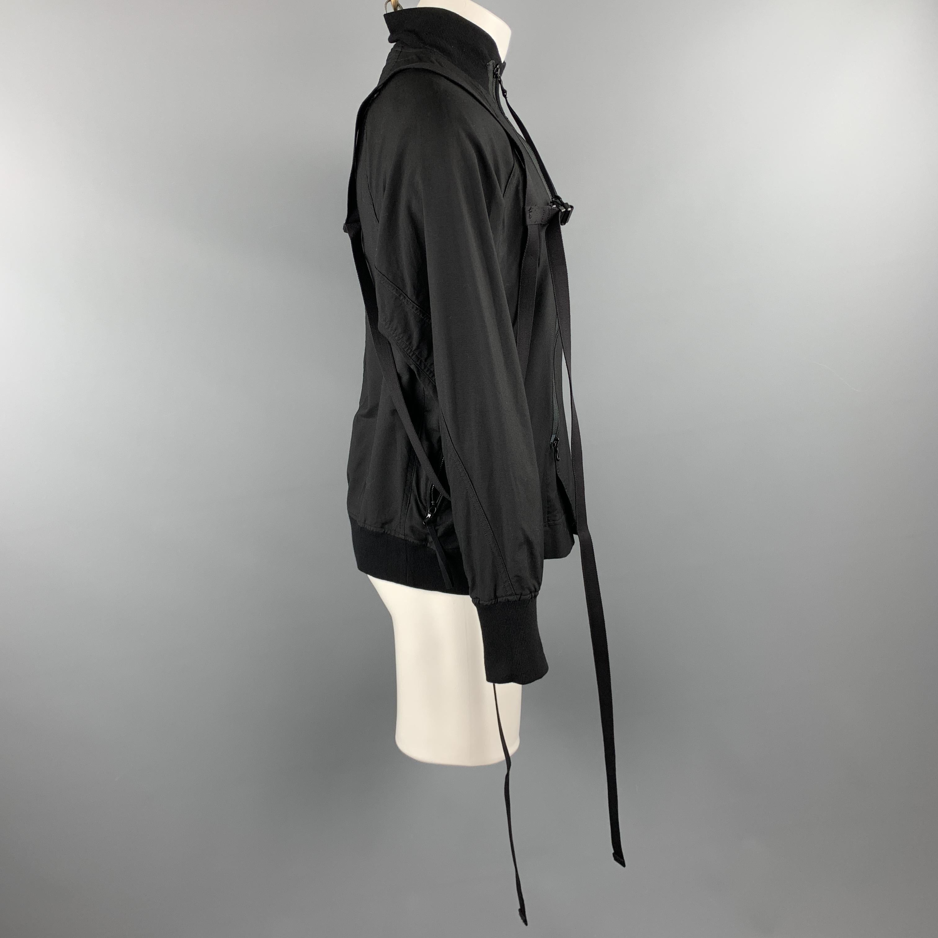 Men's JULIUS_7 S/S 18 Size M Black Cotton / Nylon Zip Up A81 Harness Jacket