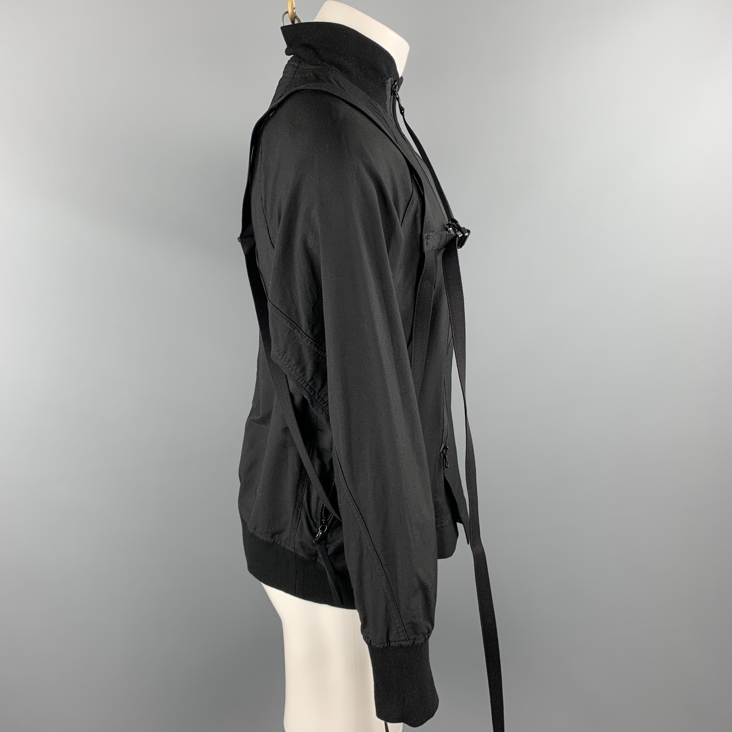 JULIUS_7 S/S 18 Size M Black Cotton / Nylon Zip Up A81 Harness Jacket 1