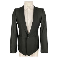 JULIUS_7 Size 38 Black Silk Notch Lapel Sport Coat