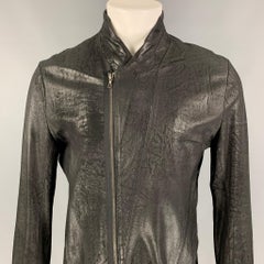 JULIUS_7 SS 2015 Prism Size L Black Lamb Skin Leather Zip Up Jacket