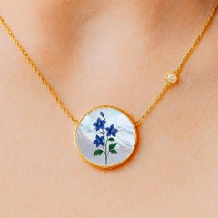 July birth month flower pendant - Larkspur flower pendant