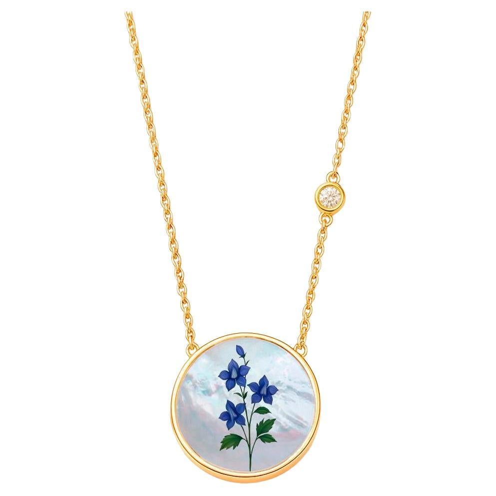 Pendentif fleur mois de juillet - Pendentif fleur Larkspur en vente