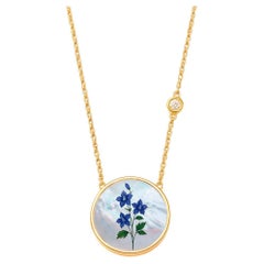 Pendentif fleur mois de juillet - Pendentif fleur Larkspur