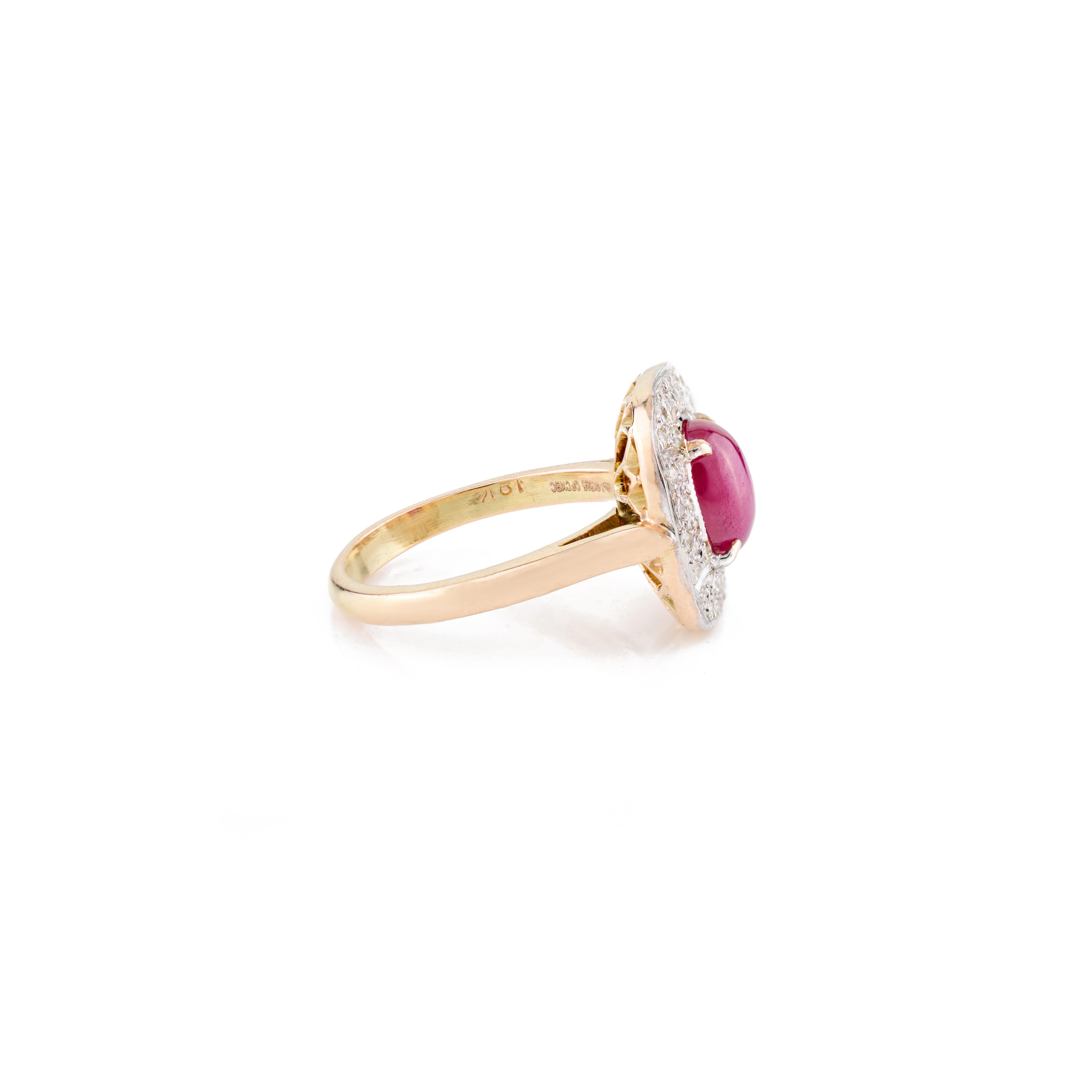 For Sale:  Regal Ruby Halo Diamond Cocktail Ring for Women in 14k Solid Yellow Gold 3
