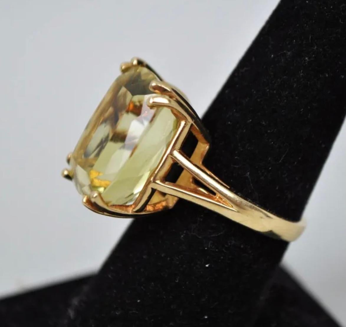 Jumbo 14K Yellow Gold Citrine Cocktail Ring In Good Condition For Sale In Bradenton, FL