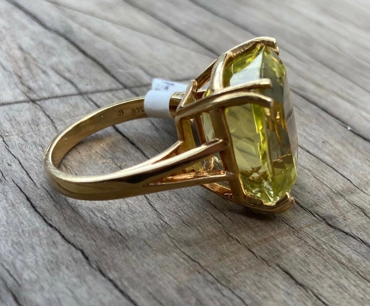 Jumbo 14K Yellow Gold Citrine Cocktail Ring For Sale 2