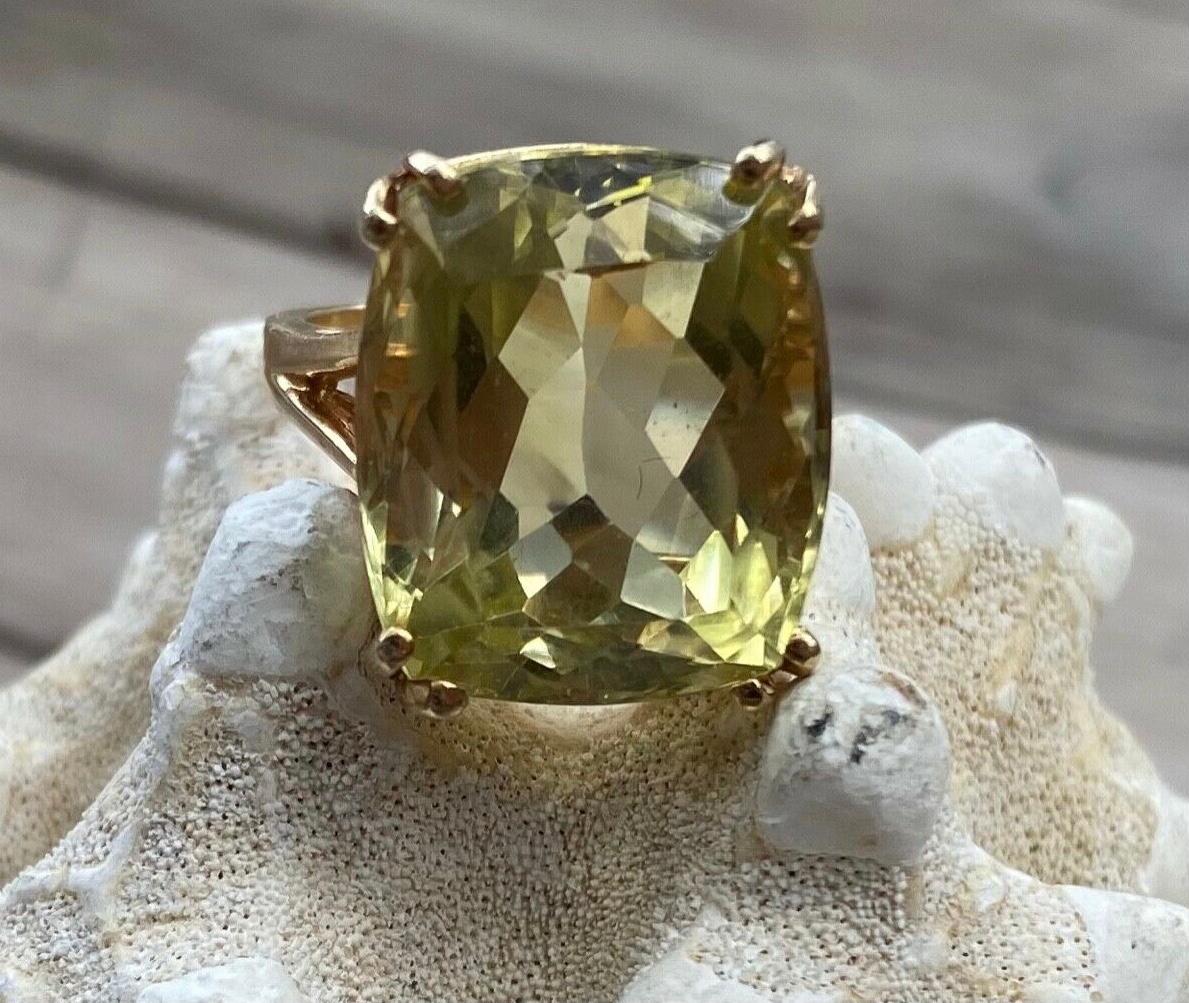 Jumbo 14K Yellow Gold Citrine Cocktail Ring For Sale 3