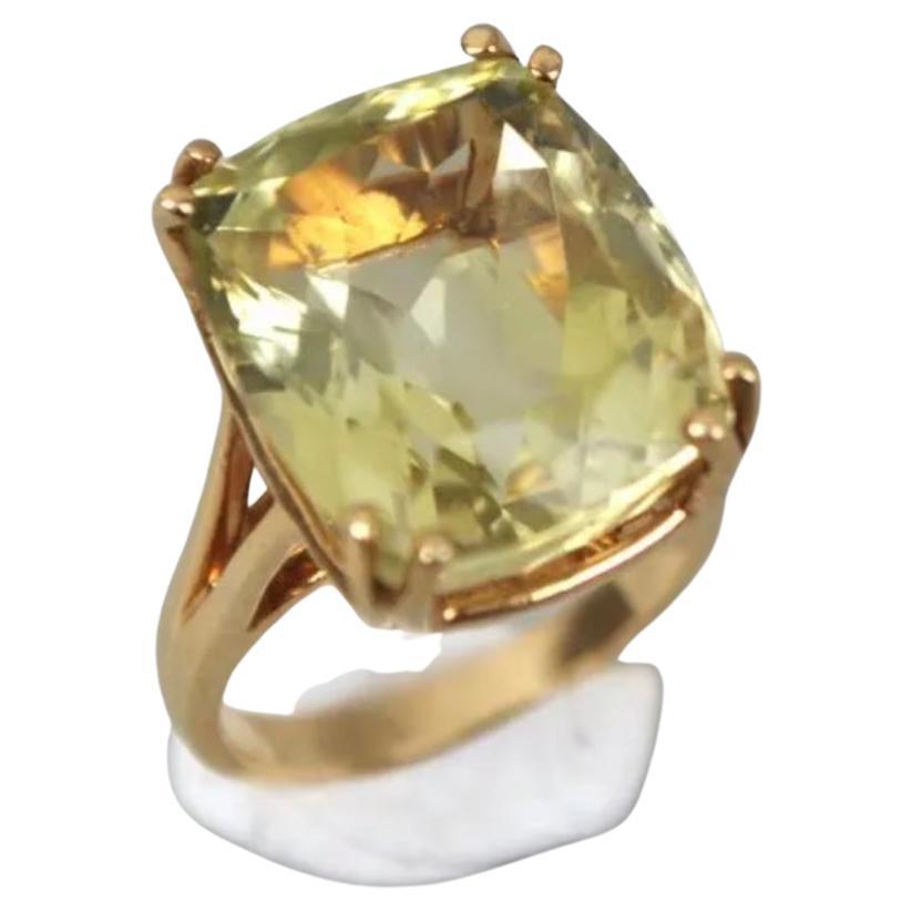 Jumbo 14K Yellow Gold Citrine Cocktail Ring For Sale