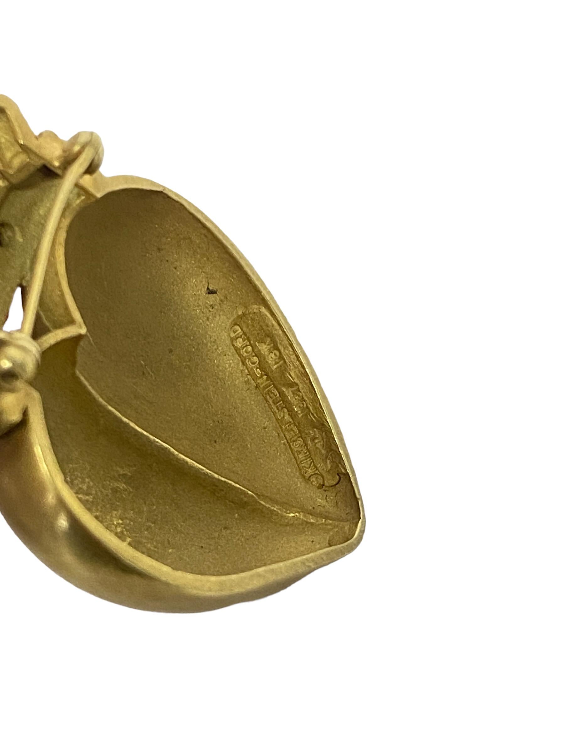 Jumbo 1987 Kieselstein Cord 18K Yellow Gold Crowned Heart Pin Pendant 1