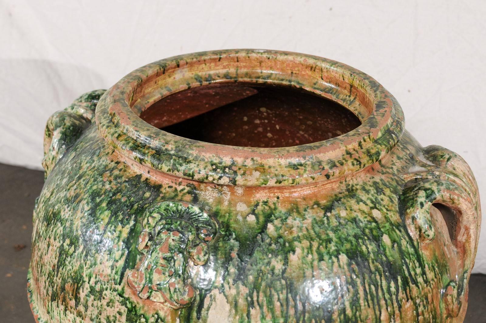 Jumbo 19th Century Italian Green Glazed Pot For Sale 7