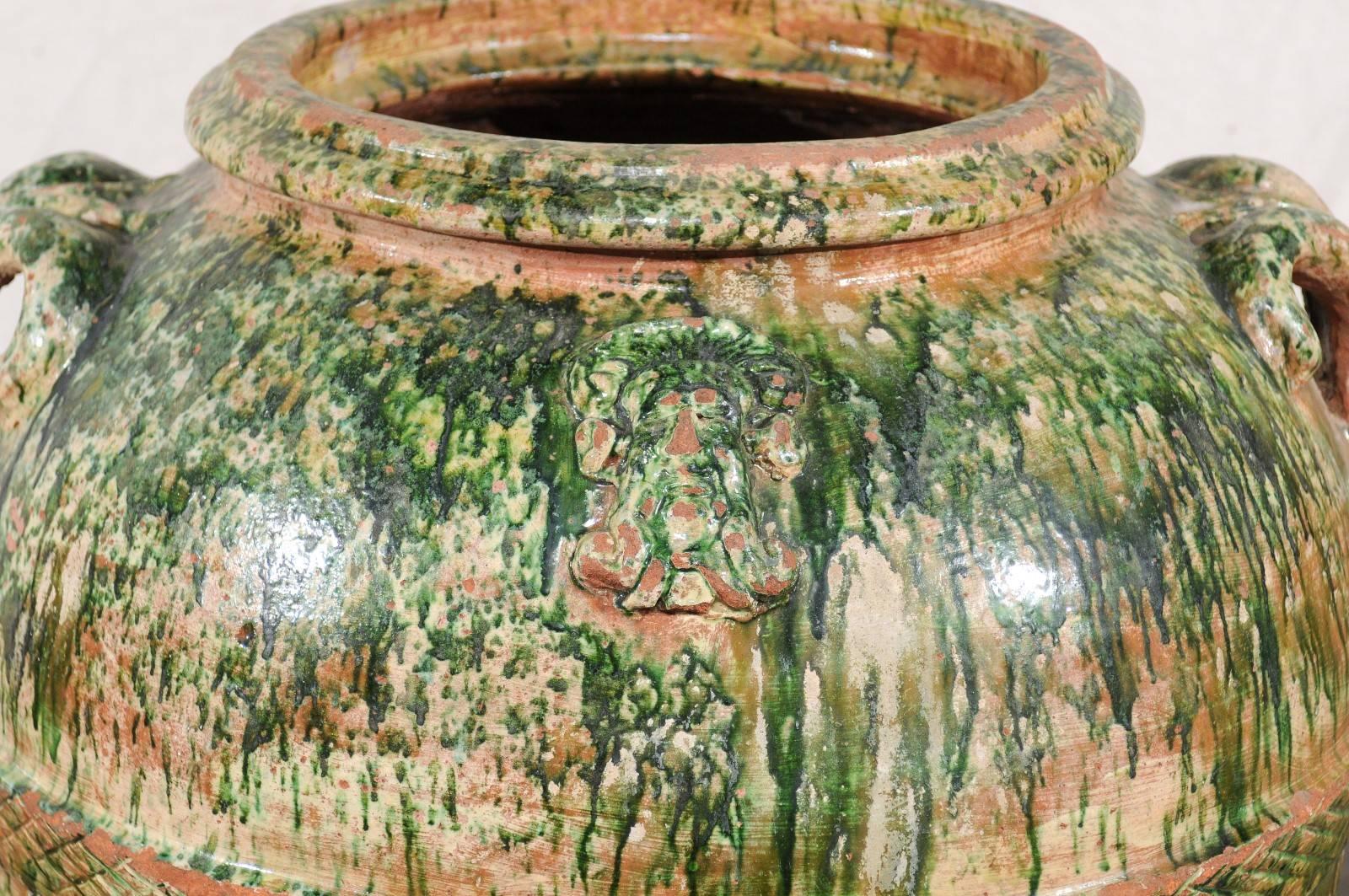 Jumbo 19th Century Italian Green Glazed Pot For Sale 8