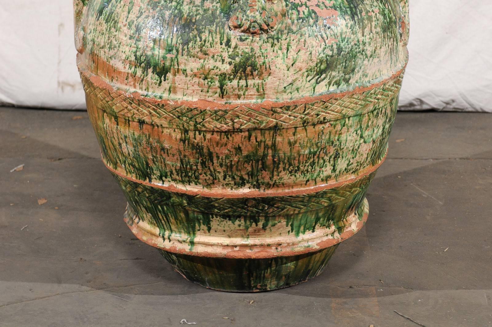 Jumbo 19th Century Italian Green Glazed Pot For Sale 1