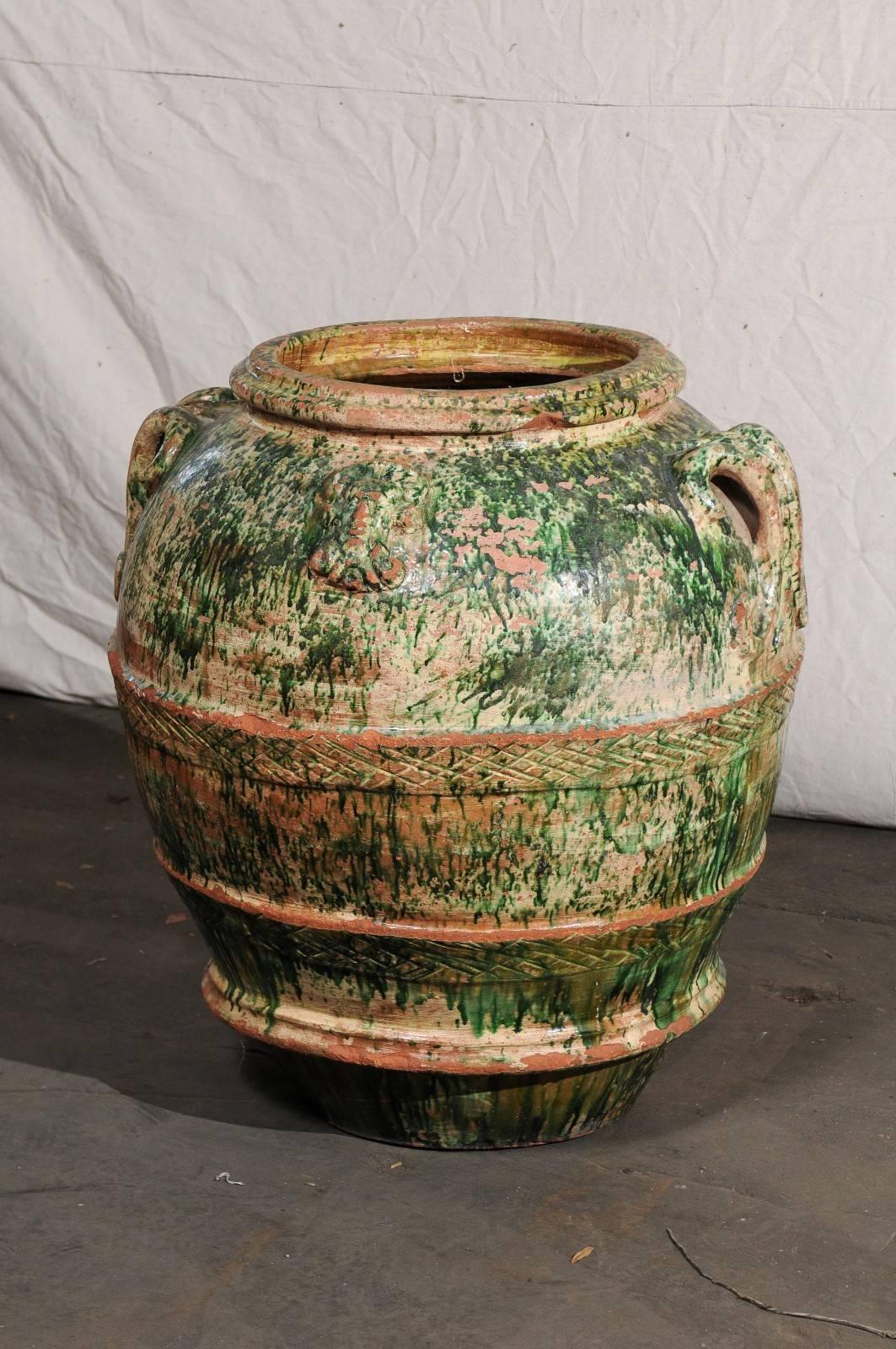Jumbo 19th Century Italian Green Glazed Pot For Sale 2