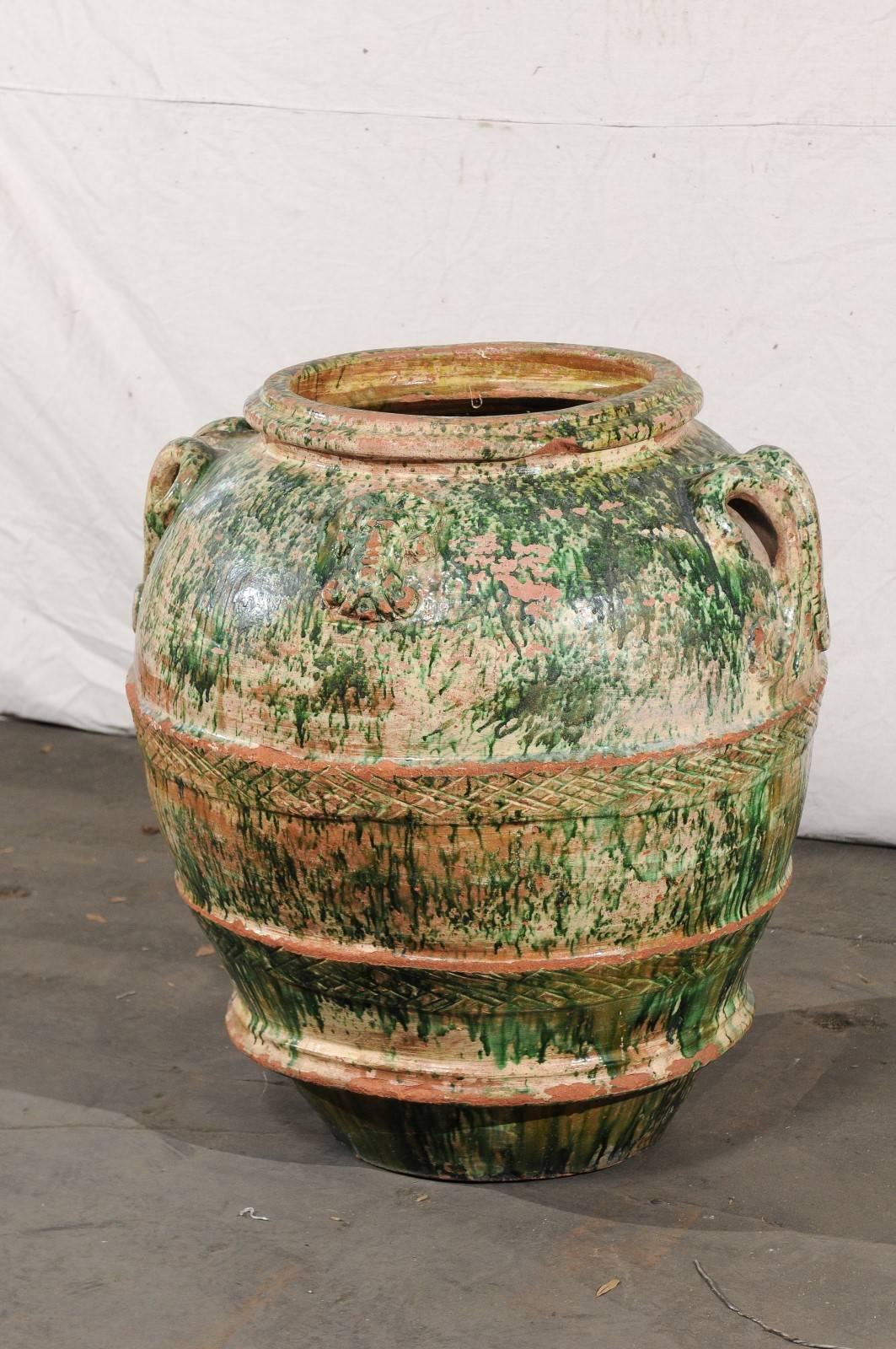 Jumbo 19th Century Italian Green Glazed Pot For Sale 3
