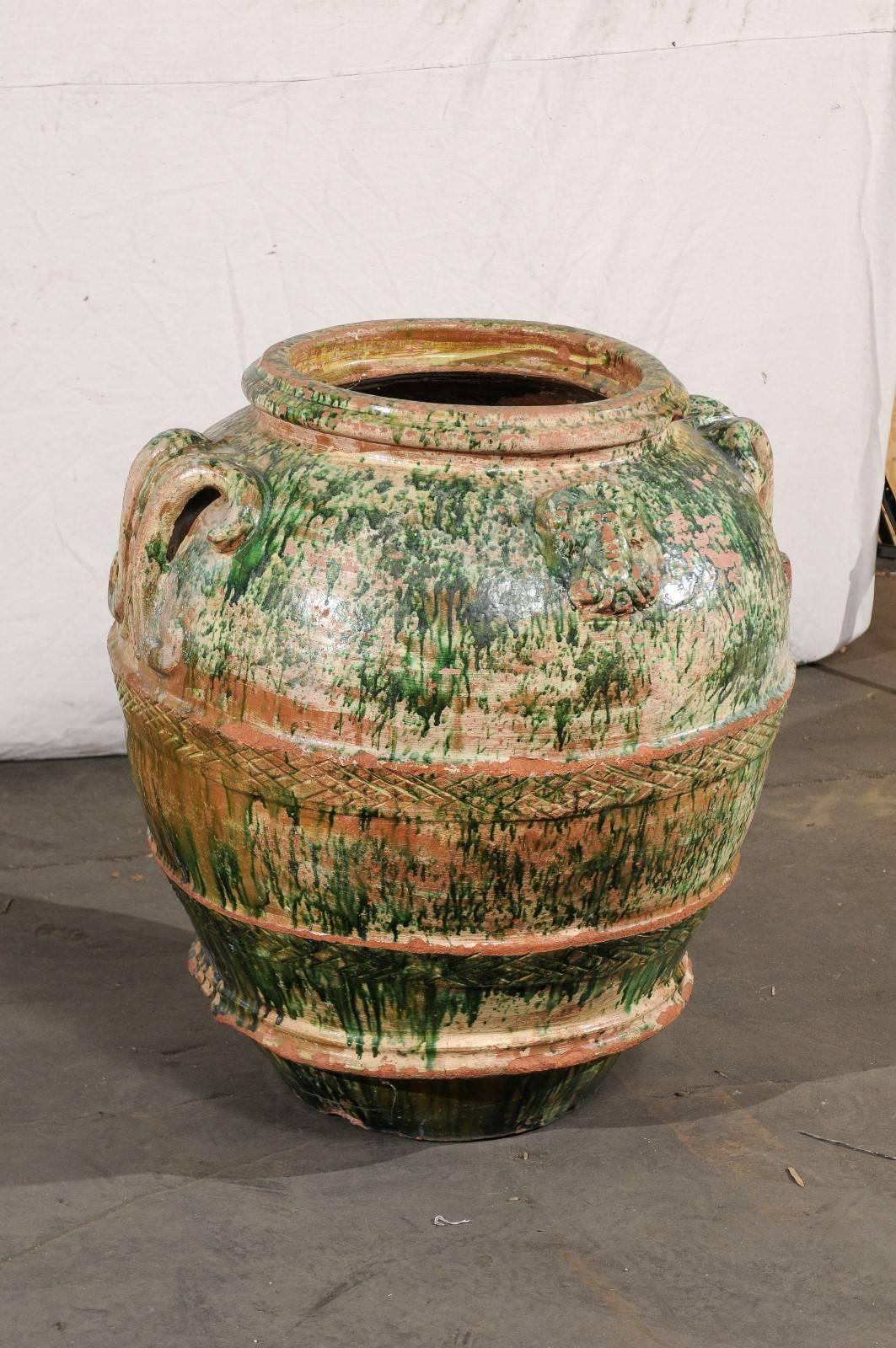 Jumbo 19th Century Italian Green Glazed Pot For Sale 4