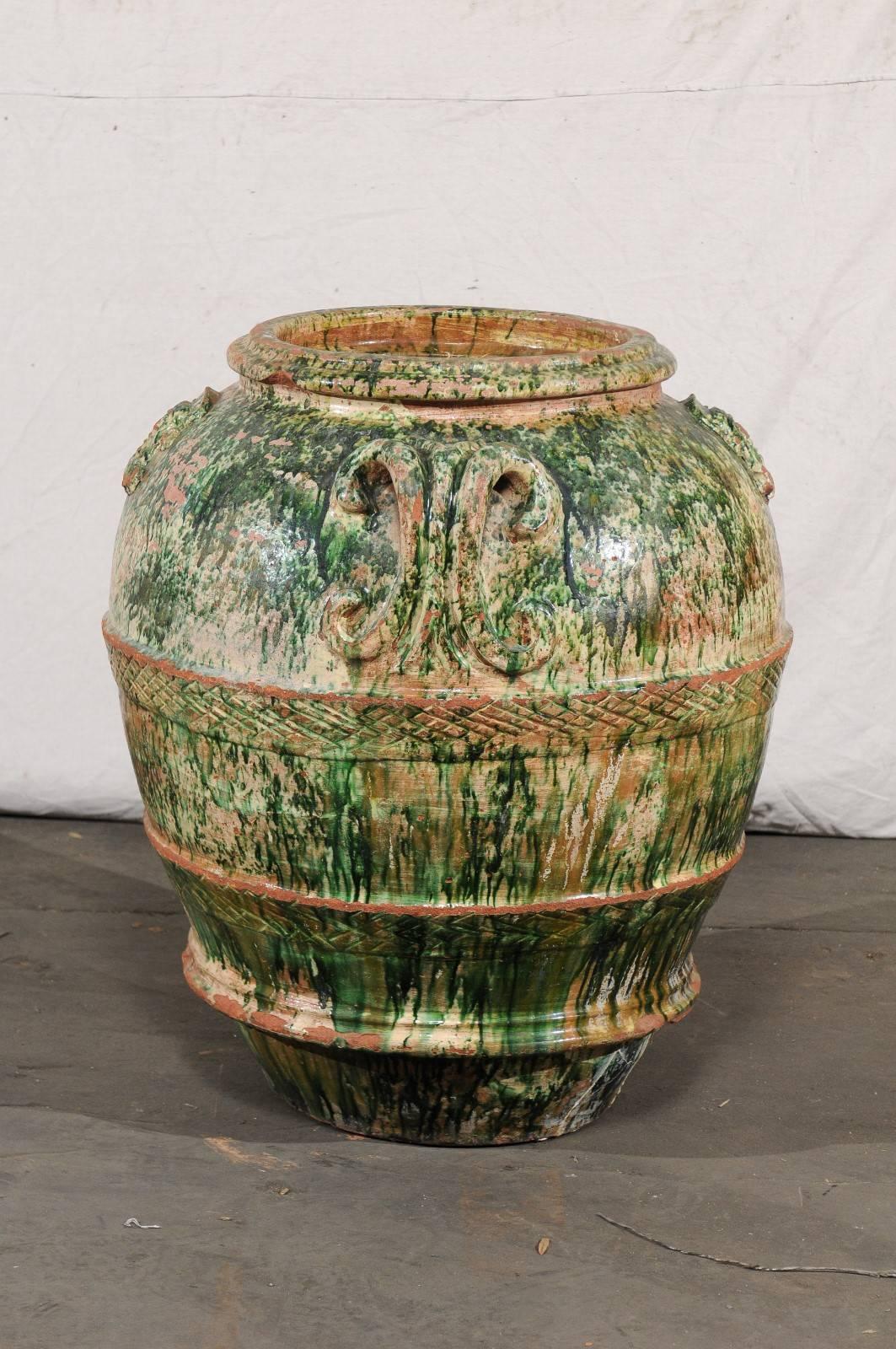 Jumbo 19th Century Italian Green Glazed Pot For Sale 5
