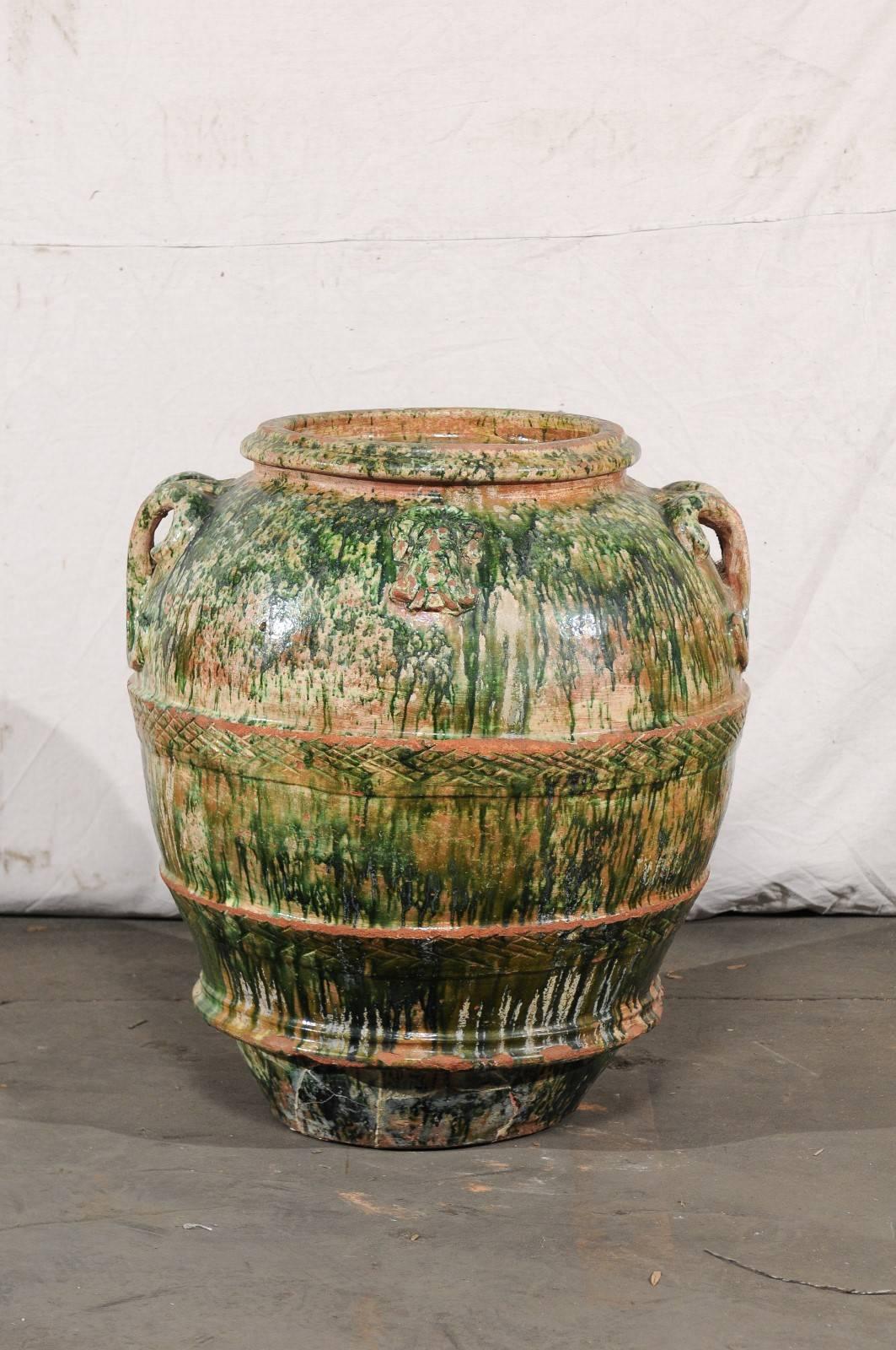Jumbo 19th Century Italian Green Glazed Pot For Sale 6