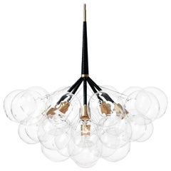 Jumbo 29 Bubble Chandelier in Black Leather and Satin Brass by Pelle