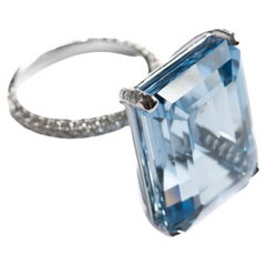 Anello cocktail con acquamarina e diamante Jumbo
