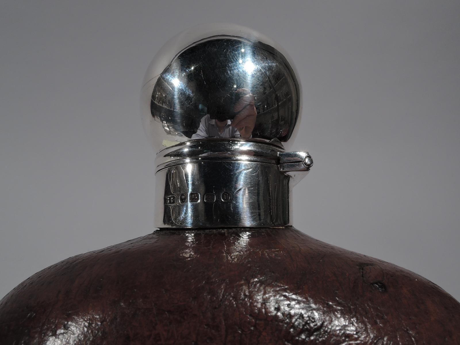 Late 19th Century Jumbo Big Game-Era English Sterling Silver Safari Flask For Sale