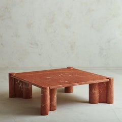 Jumbo Coffee Table in Rosso Alicante Marble Attributed to Gae Aulenti for Knoll