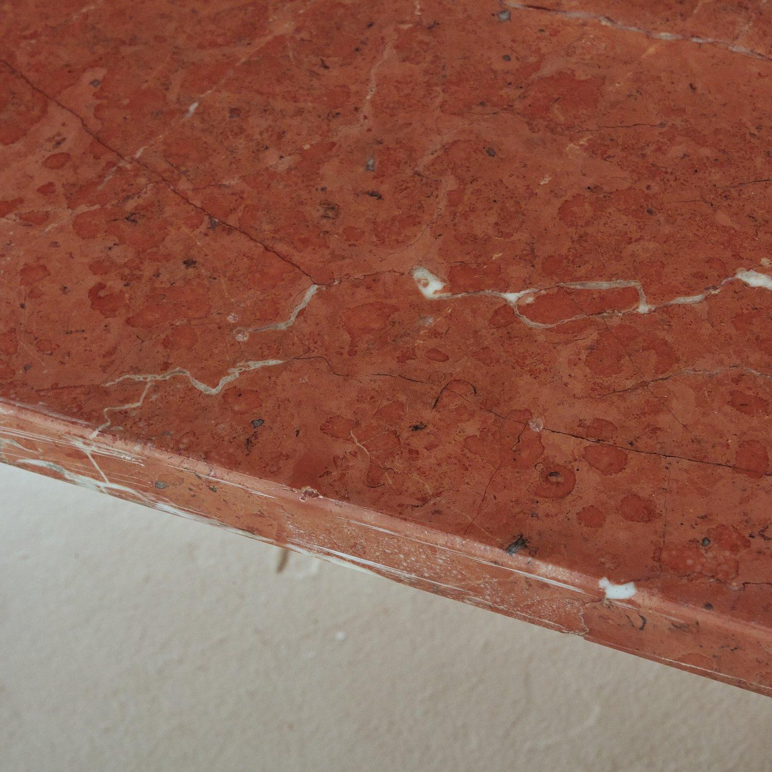 Jumbo Coffee Table in Rosso Alicante Marble Attributed to Gae Aulenti for Knoll 2