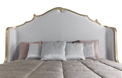 21st Century Annecy Bed in Hand-Carved Beechwood and Silk Satin