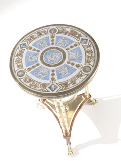 Table d'appoint Antibes du 21e siècle avec plateau en marbre et décorations faites à la main