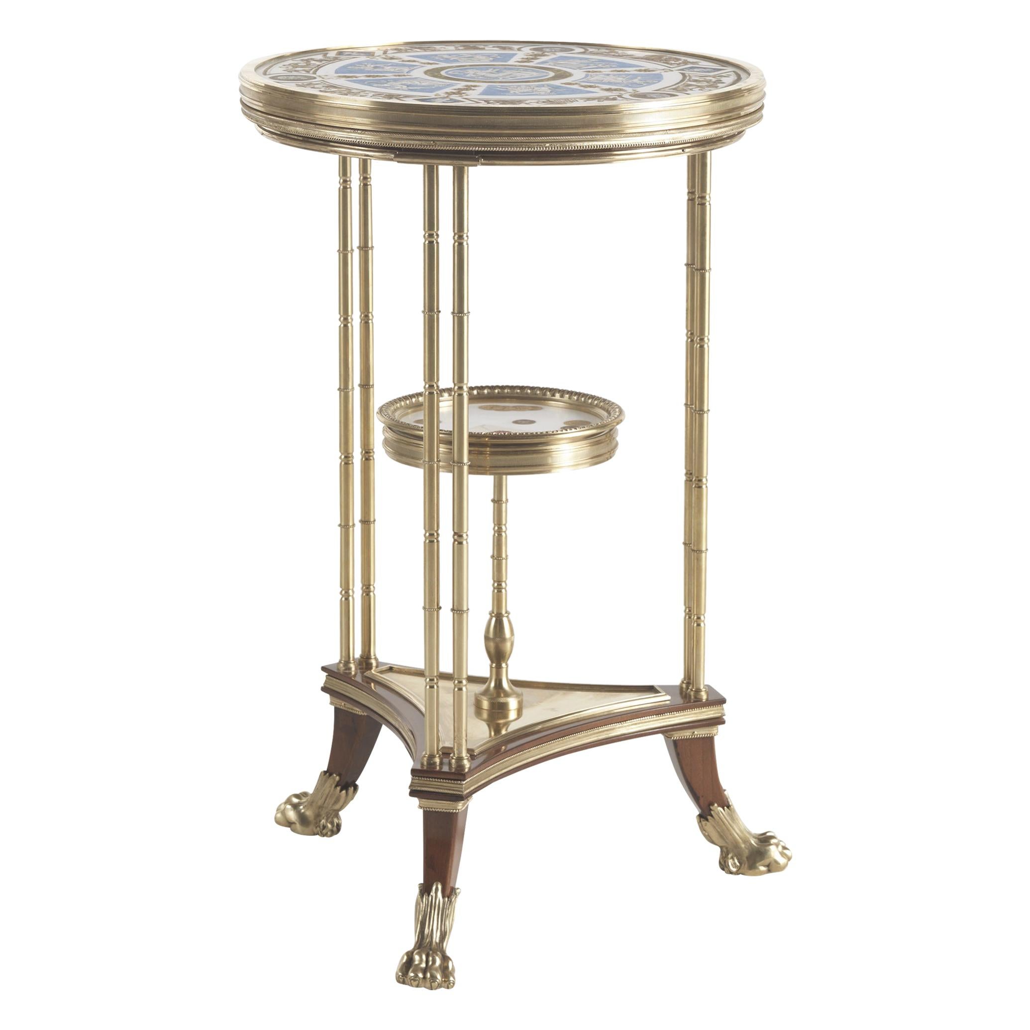 21st Century Antibes Side Table with Marble Top with Hand-made Decorations For Sale