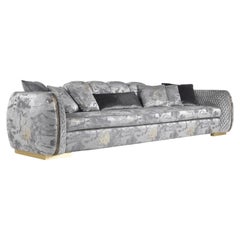 21st Century Arkè 3-Seater Sofa in Fabric with Details in Lost-wax Cast Brass