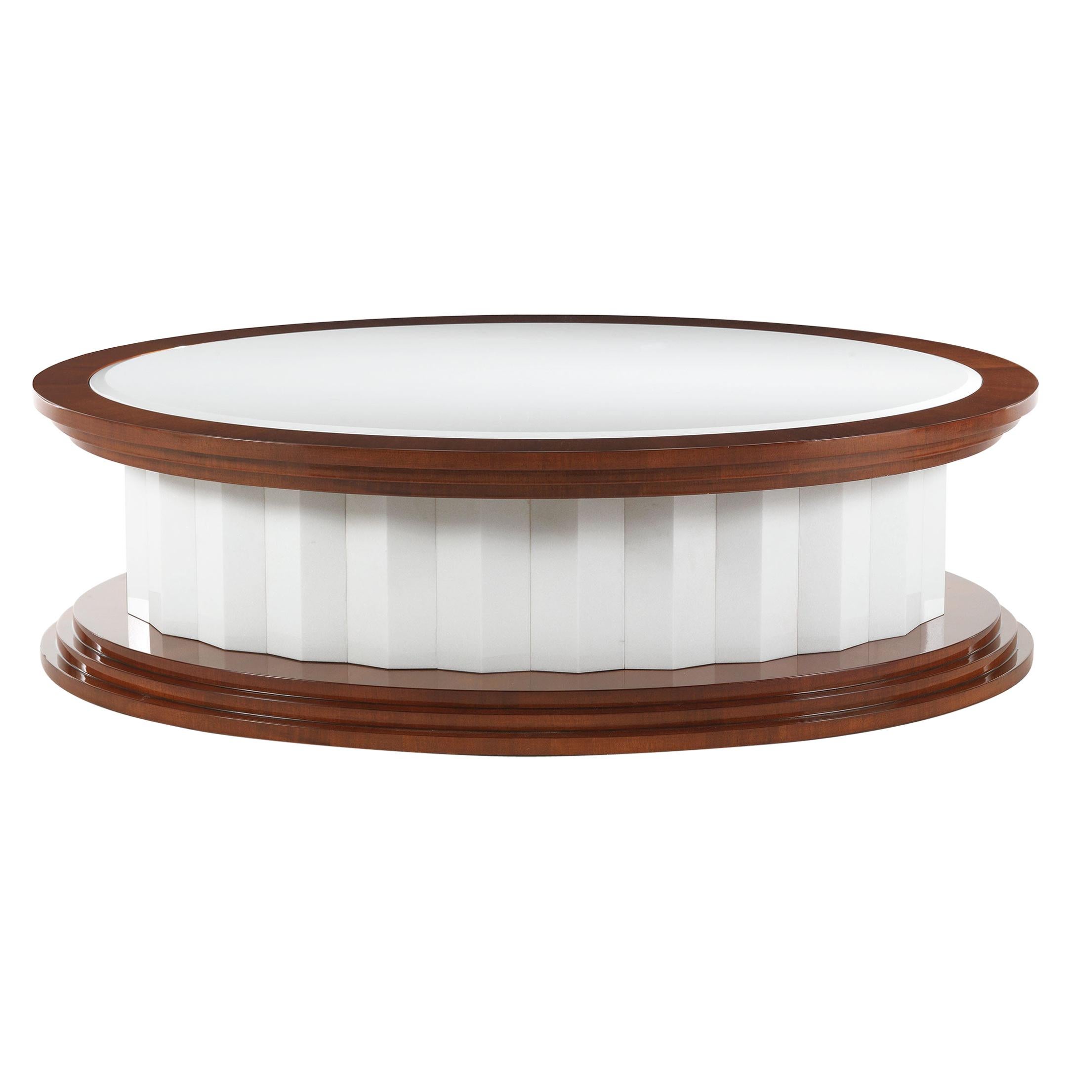 21st Century Aspen Central Table in Wood and White Thassos Marble