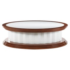 21st Century Aspen Central Table in Wood and White Thassos Marble