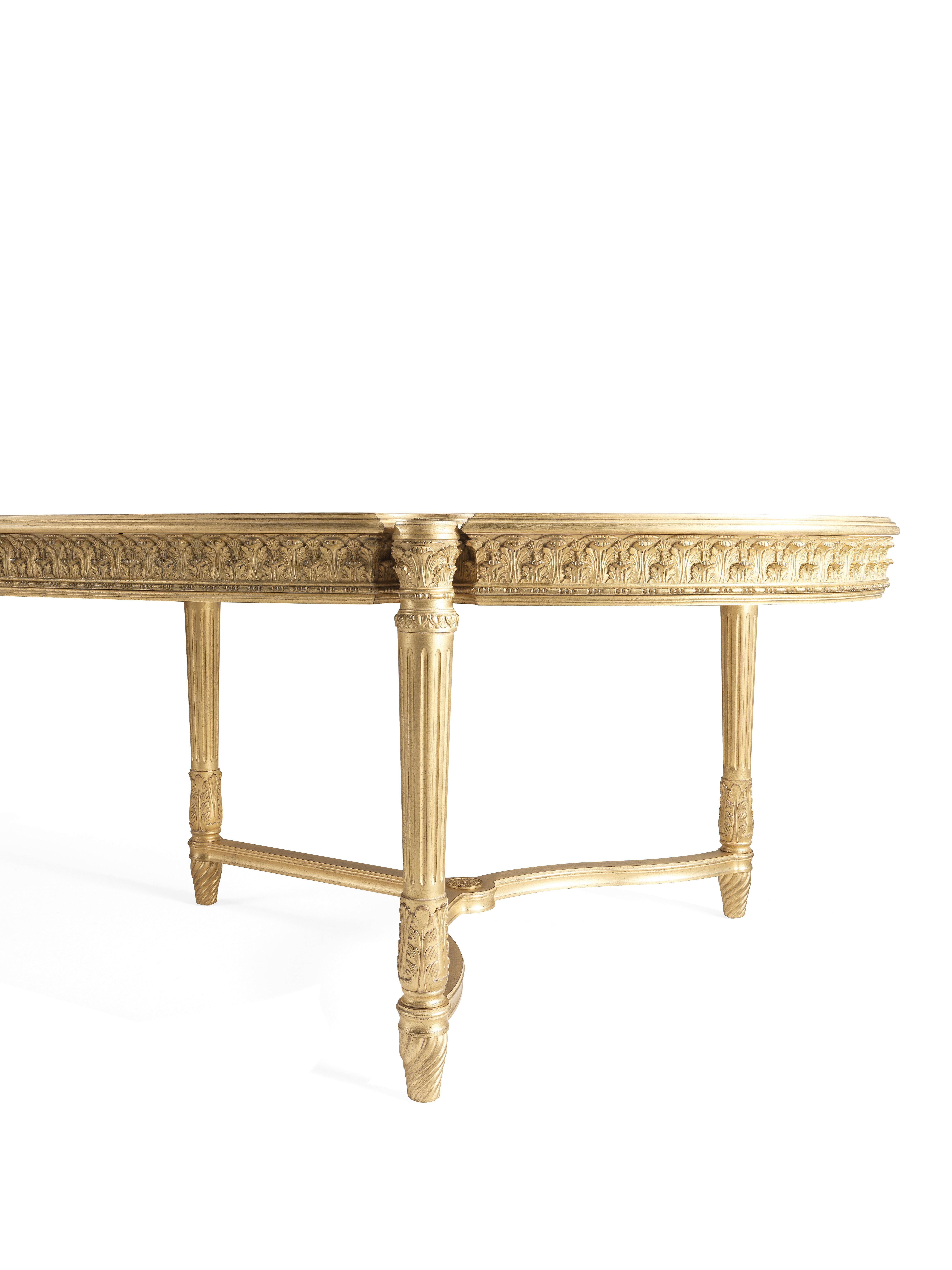 Italian 21st Century Boulevard Dining Table with Hand-carved Legs in style of Louis XVI For Sale