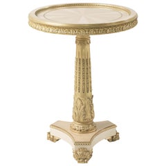 21st Century Boulevard Side Table in Wood with Hand-carved Details