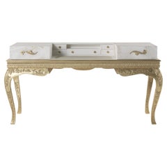 21st Century Brocart Dressing Table with Hand-carved Legs 