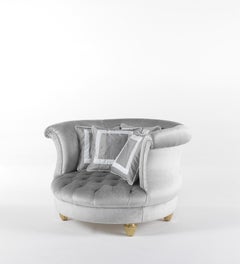 21st Century Chimera Armchair in Velvet and Legs in Hand-carved Wood
