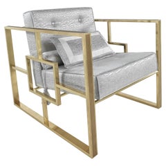 21st Century Emily Armchair in Brass and Fabric