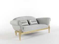 21st Century Enigma 2-Seater Sofa in Hand-carved Beechwood and Fabric