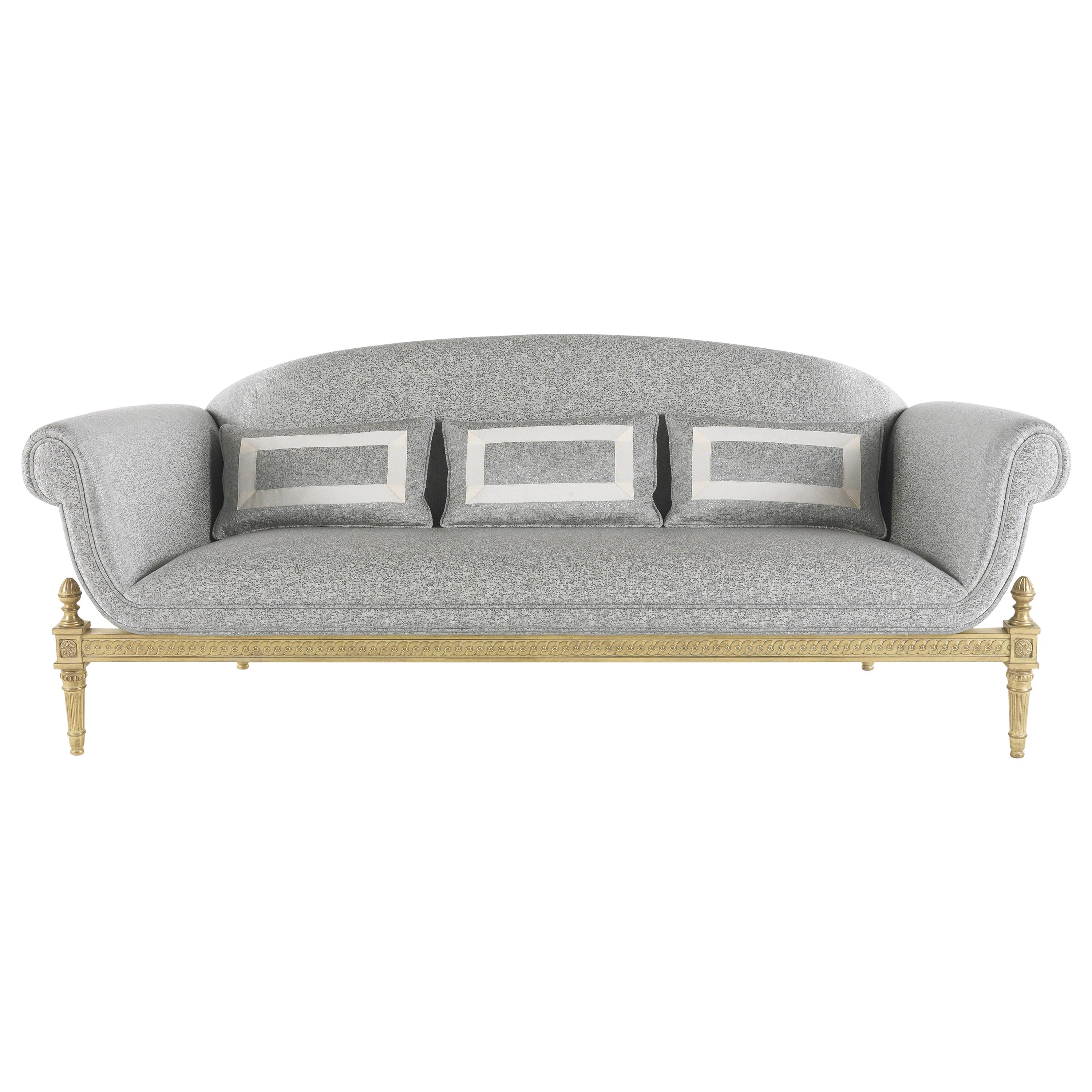 21st Century Enigma 3-Seater Sofa in Hand-carved Beechwood and Fabric For Sale