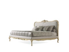 21st Century Étamine Bed in Hand-carved Beechwood and Fabric